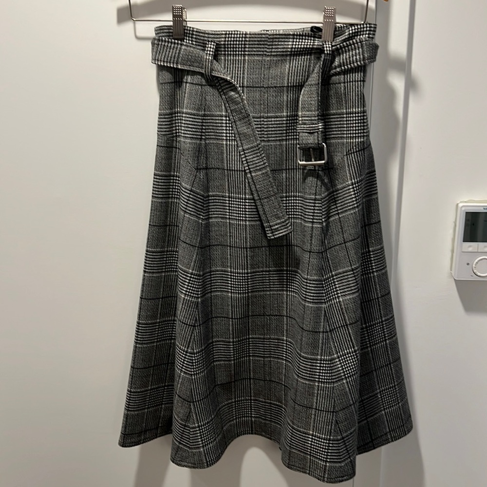 Proenza Schouler plaid wool belted skirt